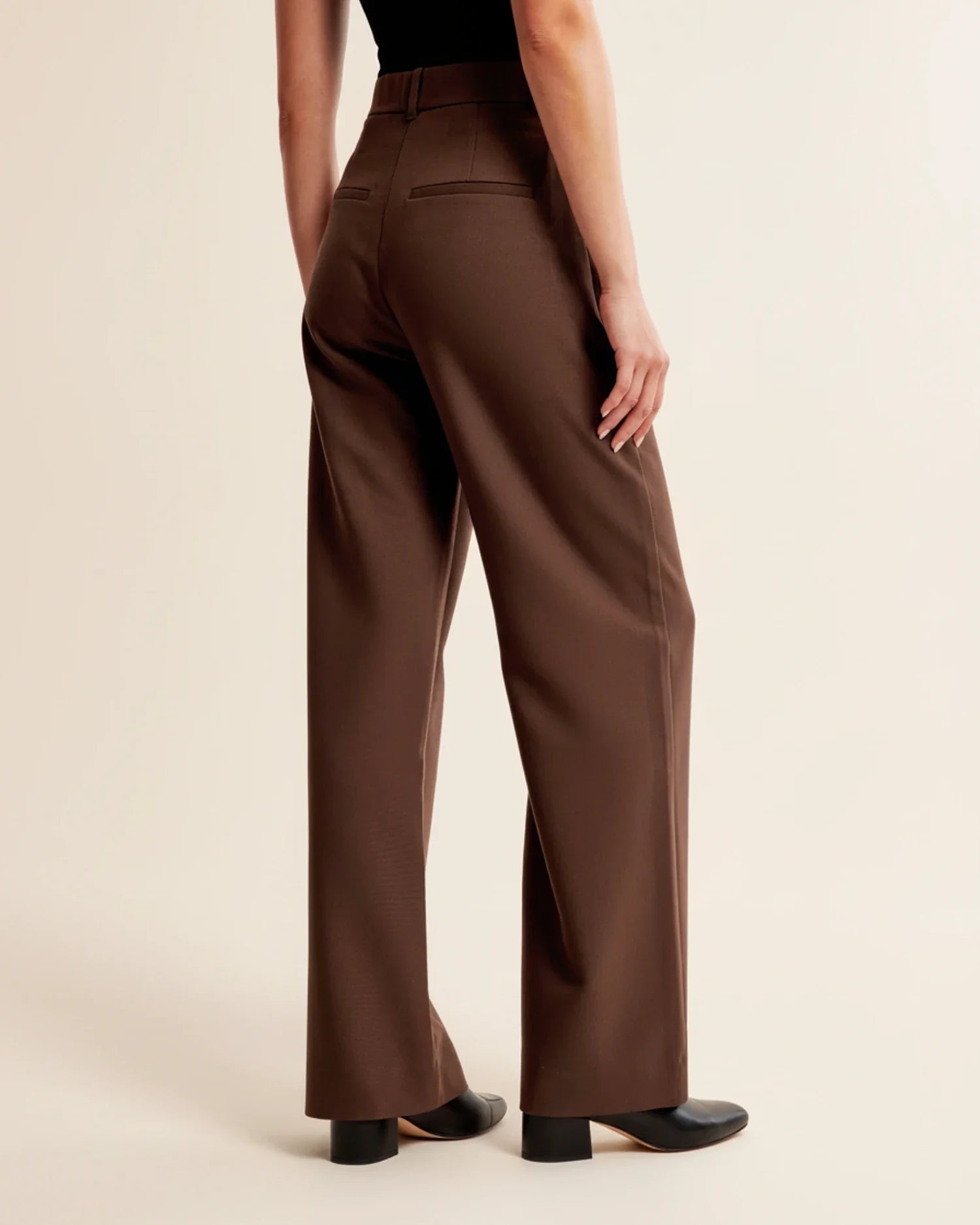 High Waist Pleated Trousers with Straight Leg and Rayon Blend, Machine Washable