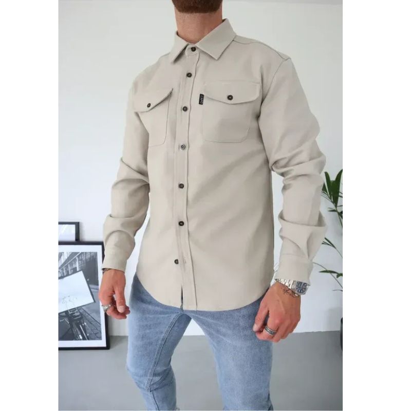 Casual Overshirt with Button Front and Chest Pockets, Modern Relaxed Fit