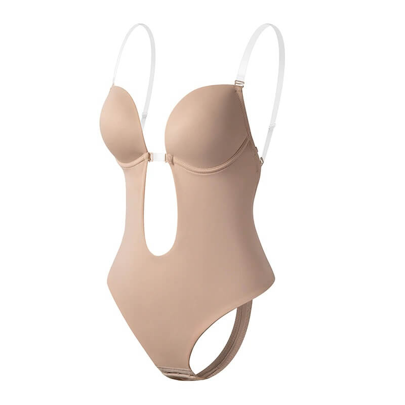 Backless Body Shaper with Deep V Front and Adjustable Straps, Medium-Firm Control