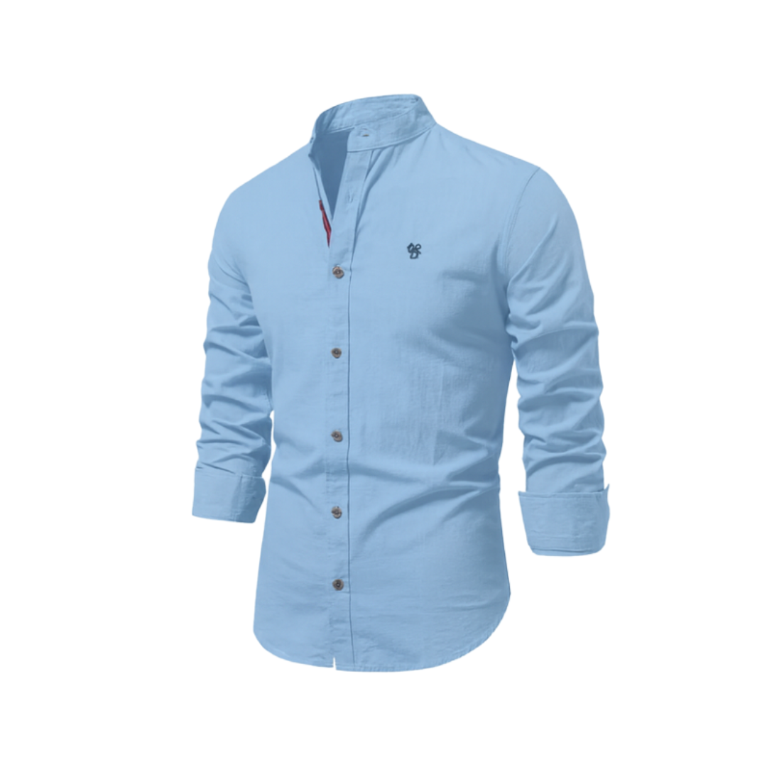 Tailored Long Sleeve Shirt with Button Front and Breathable Fabric, Easy Care