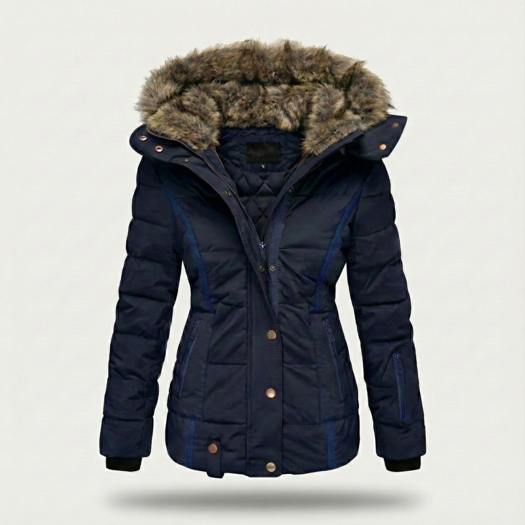 Women's Insulated Puffer Jacket with Faux-Fur Lined Hood and Quilted Fill, Water-Resistant