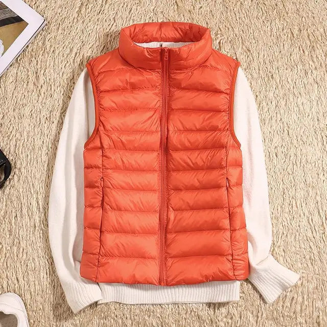 Women's Lightweight Puffer Vest with Full-Length Zip and Quilted Silhouette