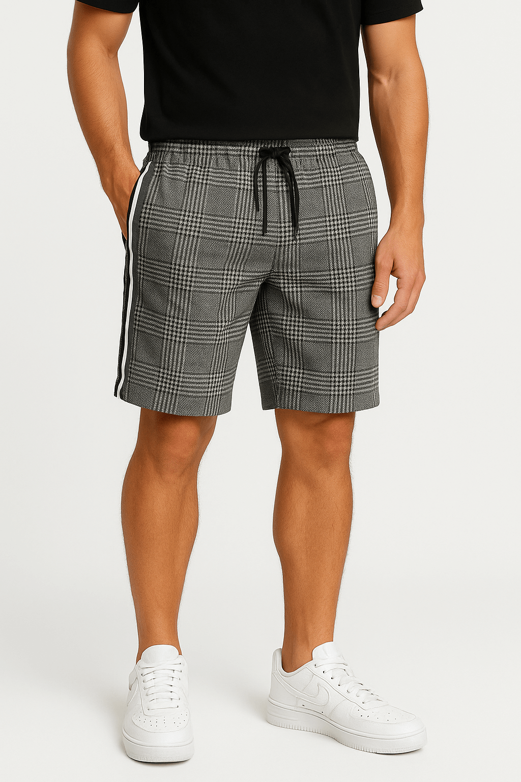 Luminovi | Checkered Drawstring Shorts