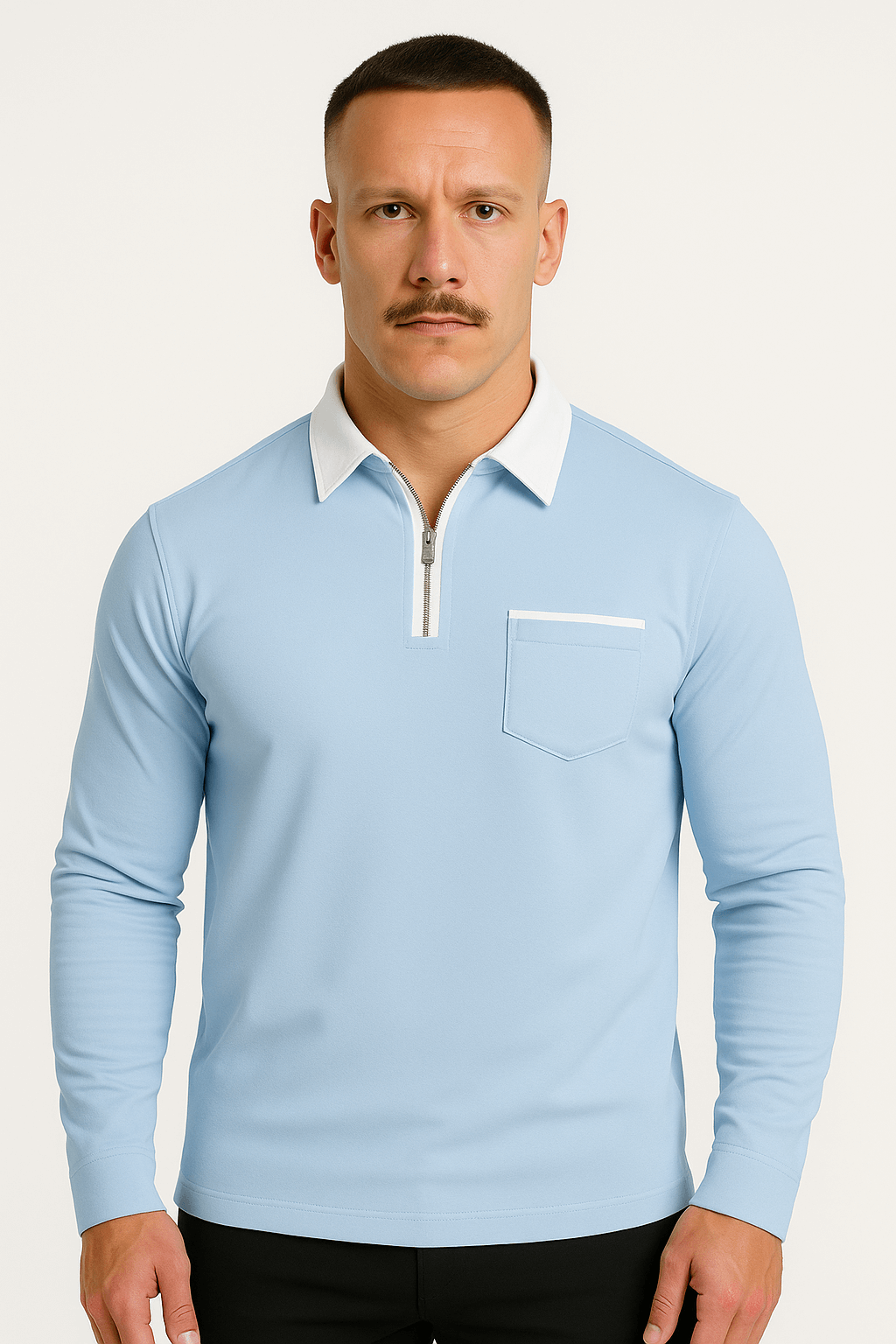 LumiNovi | Colorblock Long Sleeve Polo Shirt