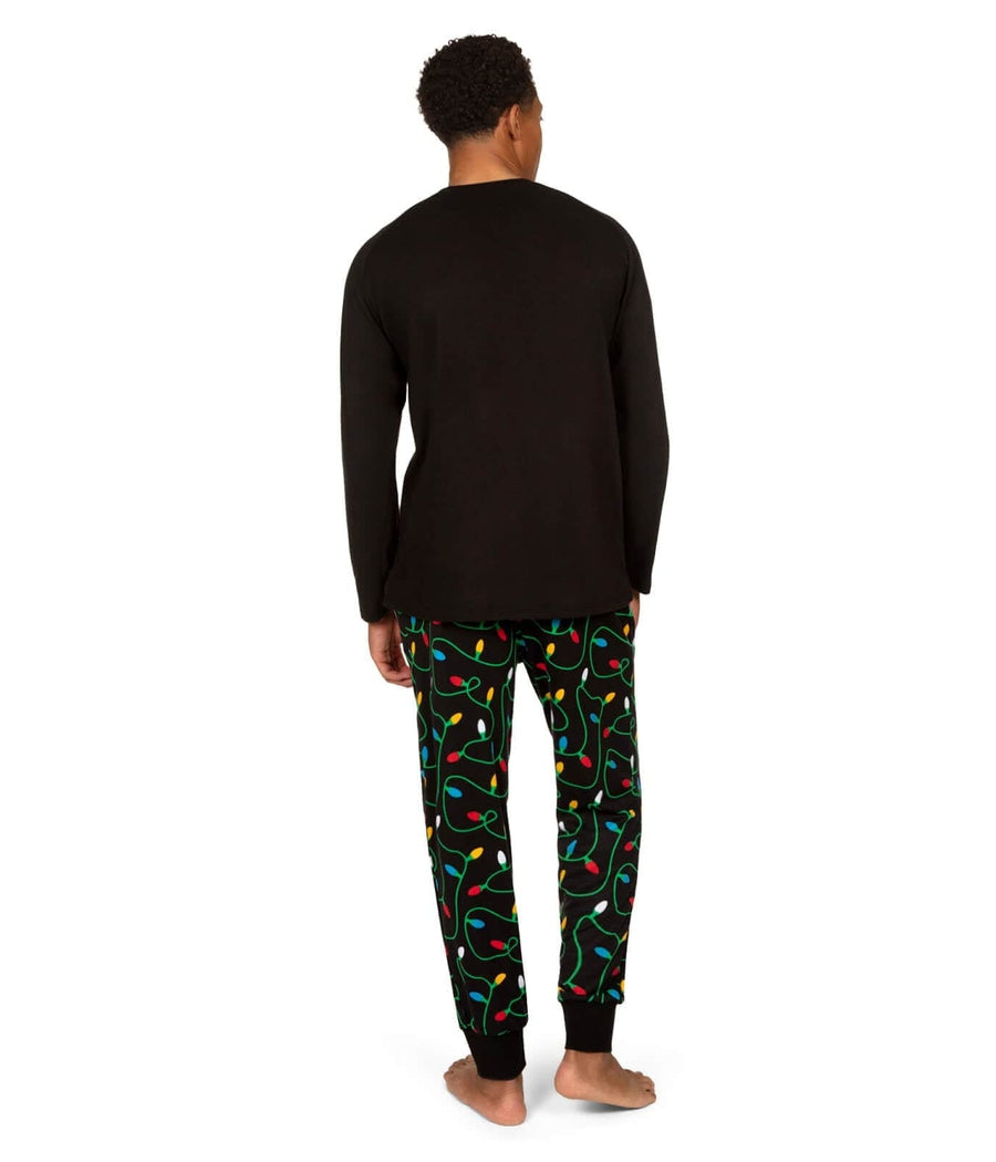 Men's Christmas Pajama Set with String Light Pattern and Long Sleeves