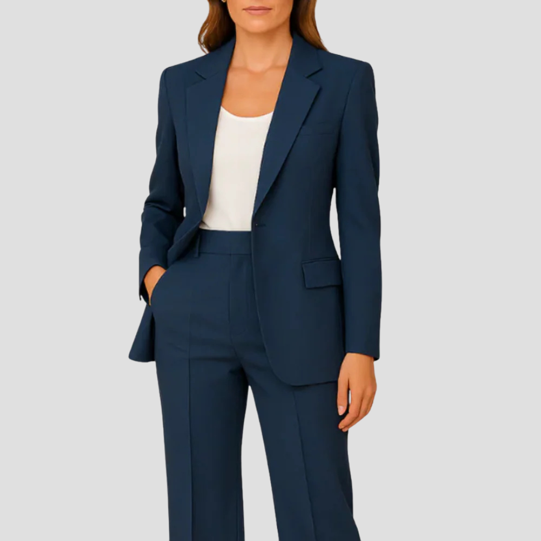 Women's Suit Set with Long Blazer and Matching Trousers