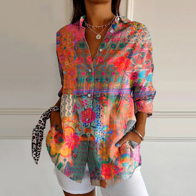Women's Lightweight Floral Print Blouse with Breathable Fabric and Versatile Style