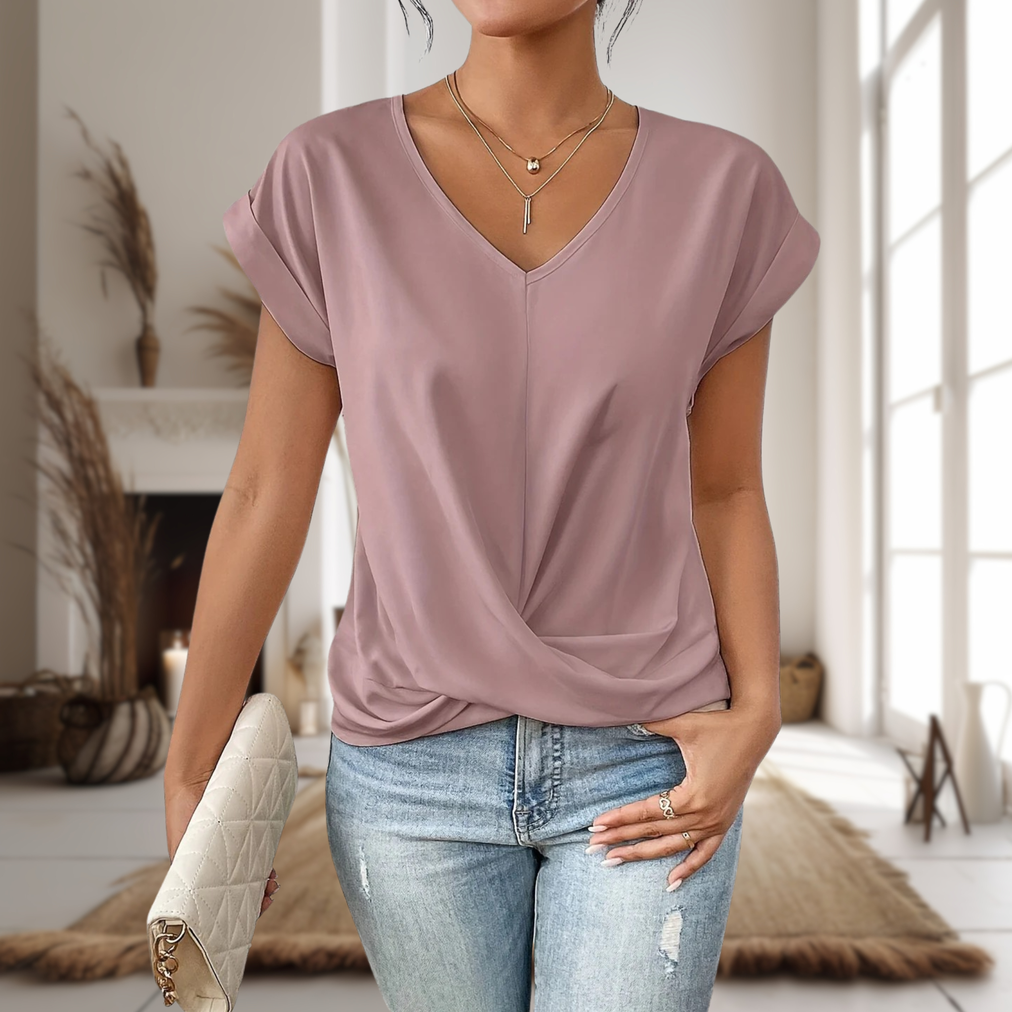 Womens Sweetheart Neckline T-Shirt with Lightweight Stretch and Breathable Fabric