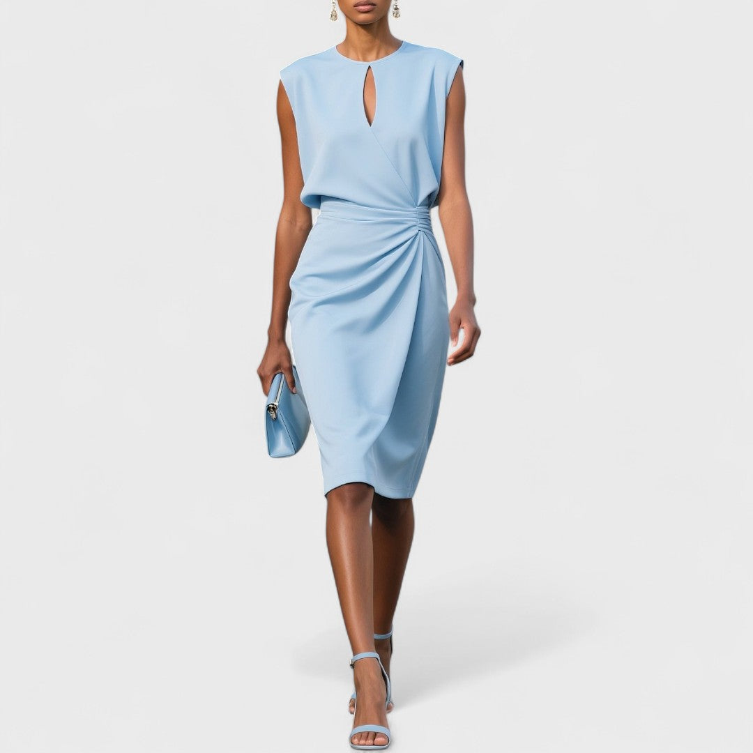 Midi Dress with Silhouette and Stretch Fabric, Invisible Side Zipper