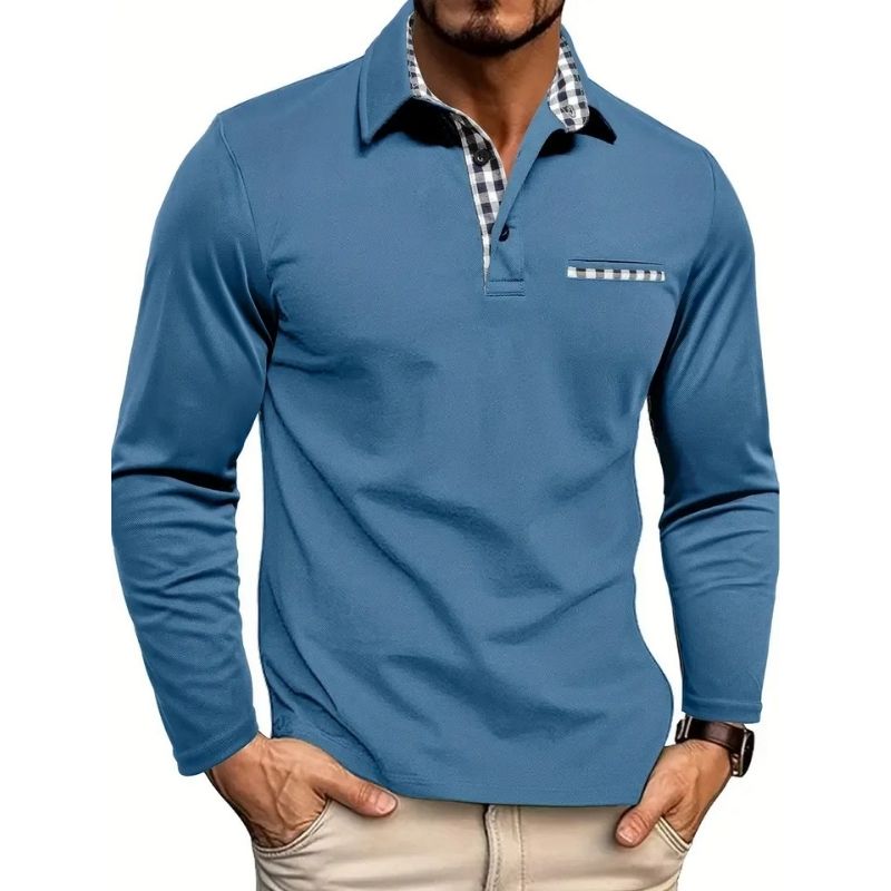Mens Long Sleeve Polo Shirt with Breathable Fabric, Quick Dry