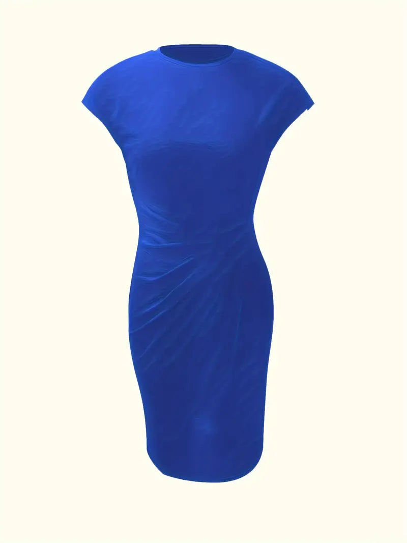Women's Bodycon Dress with Stretch Knit Fabric and Short Sleeves, Contoured Silhouette