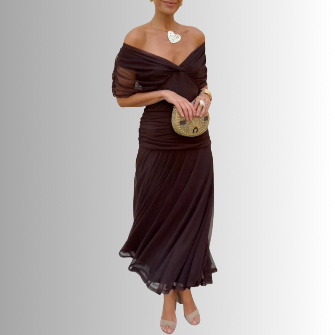 Maxi Dress with Bias-Inspired Panels and Soft Waist Shaping, Full-Length Lightweight Fabric
