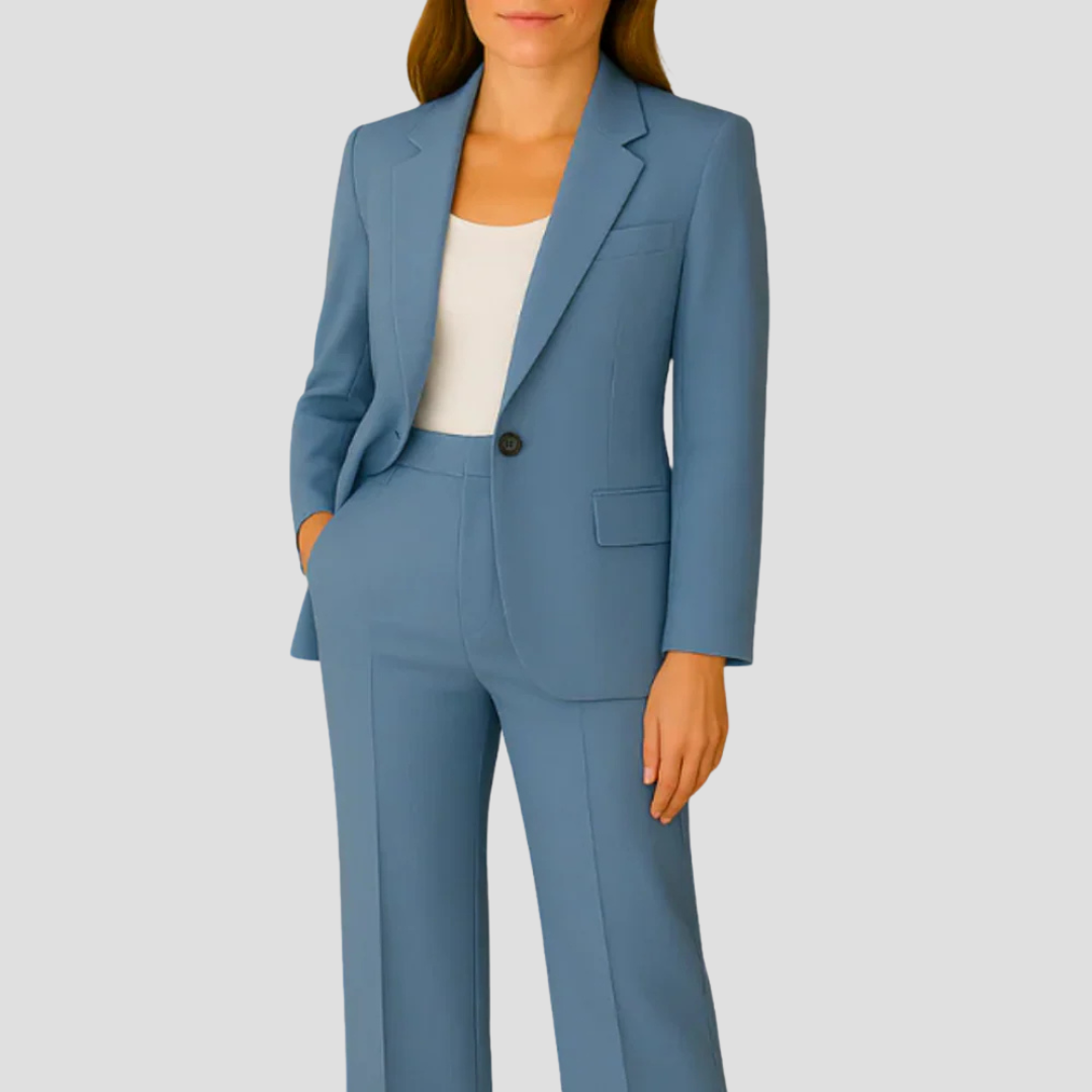 Women's Suit Set with Long Blazer and Matching Trousers