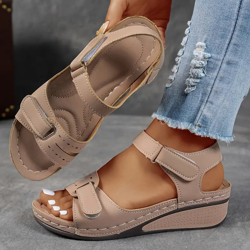 Orthopedic Wedge Sandals with Adjustable Strap and Contoured Footbed