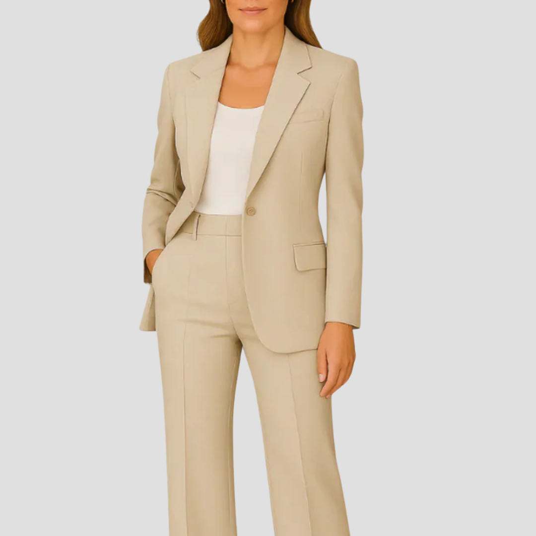 Women's Suit Set with Long Blazer and Matching Trousers