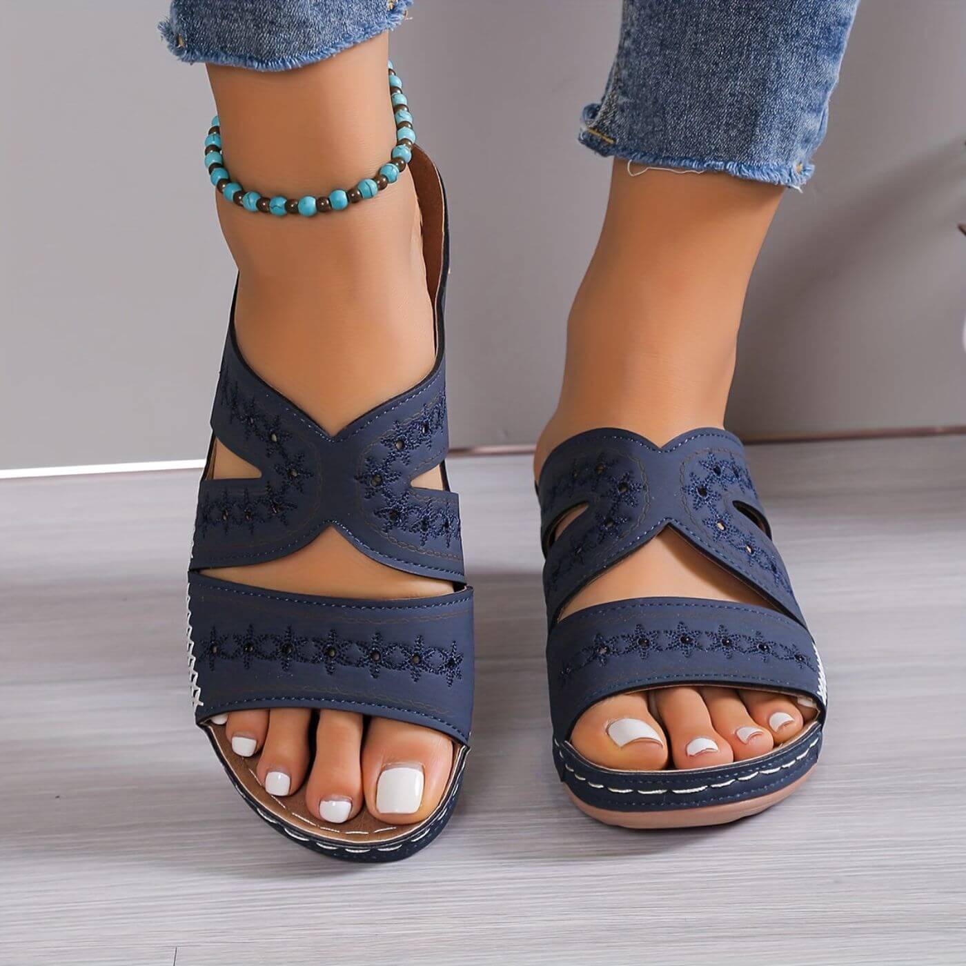 Orthopedic Sandals with Gel-Infused Sole and Slip-Resistant Outsole for Women
