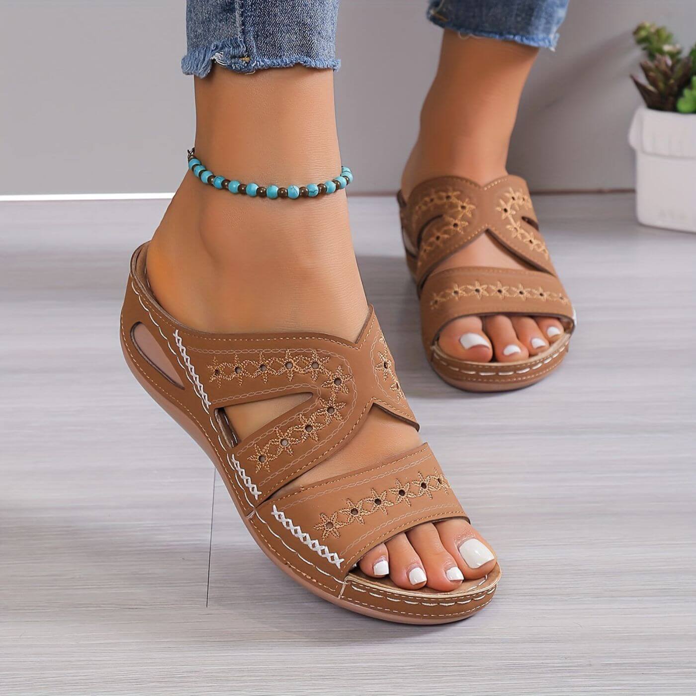 Orthopedic Sandals with Gel-Infused Sole and Slip-Resistant Outsole for Women
