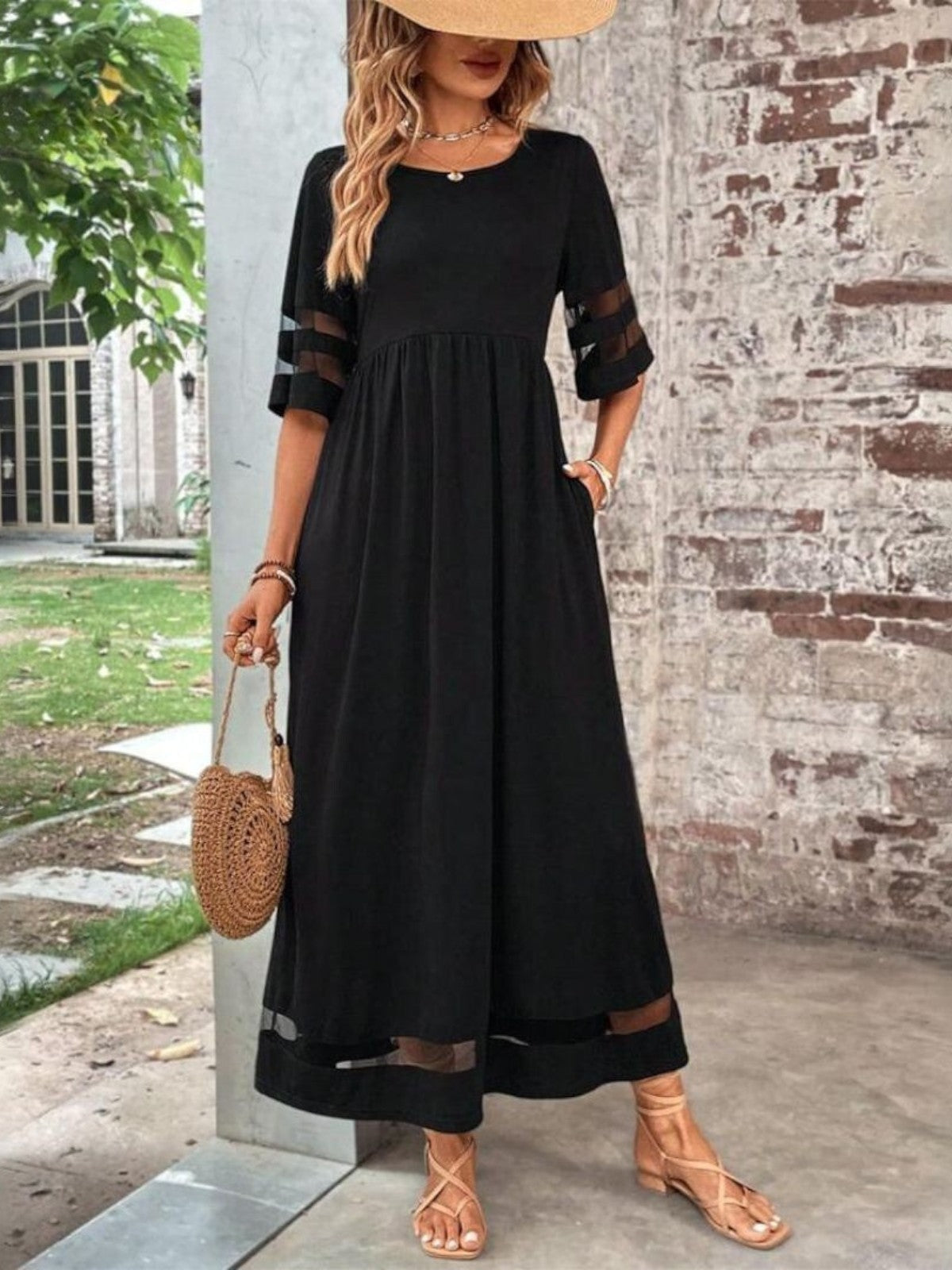 Tummy-Smoothing Dress with Flowing Fabric and Flattering Silhouette
