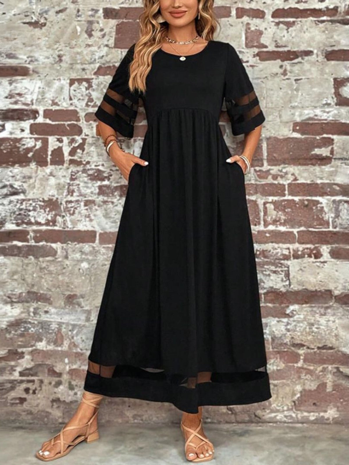 Tummy-Smoothing Dress with Flowing Fabric and Flattering Silhouette