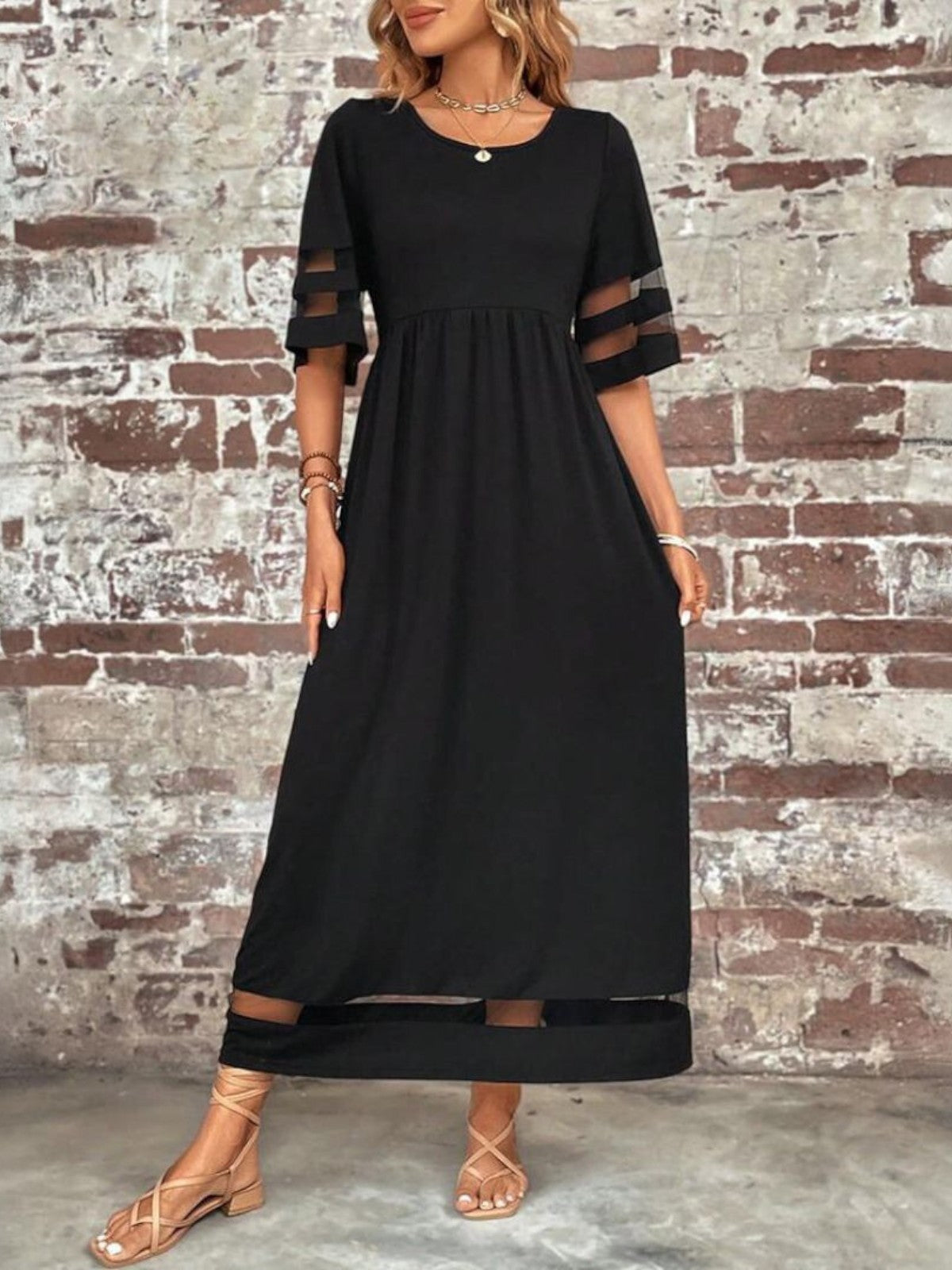 Tummy-Smoothing Dress with Flowing Fabric and Flattering Silhouette