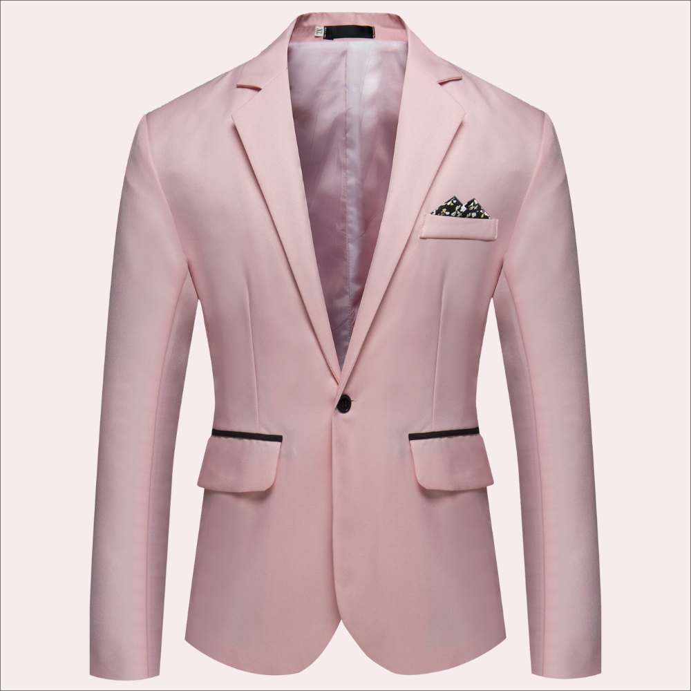 Men's Blazer with Breathable Blend and Notch Lapel, Single-Button Closure