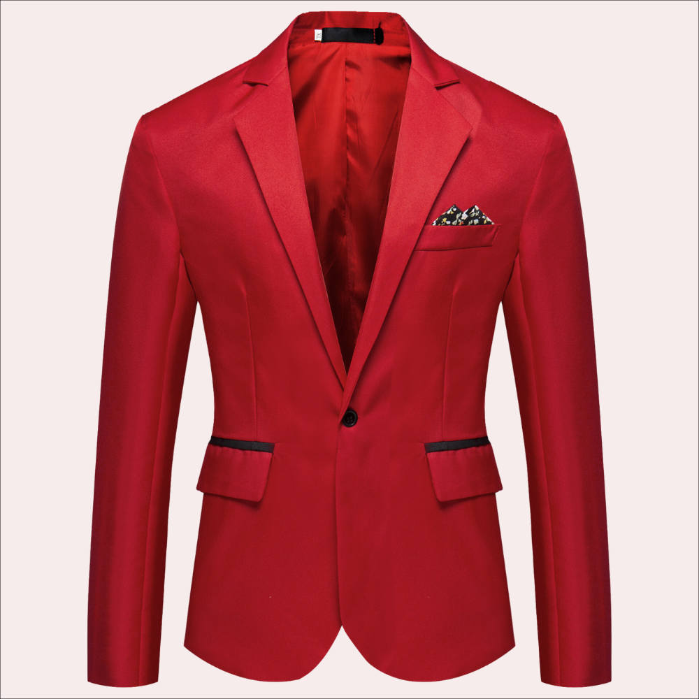 Men's Blazer with Breathable Blend and Notch Lapel, Single-Button Closure