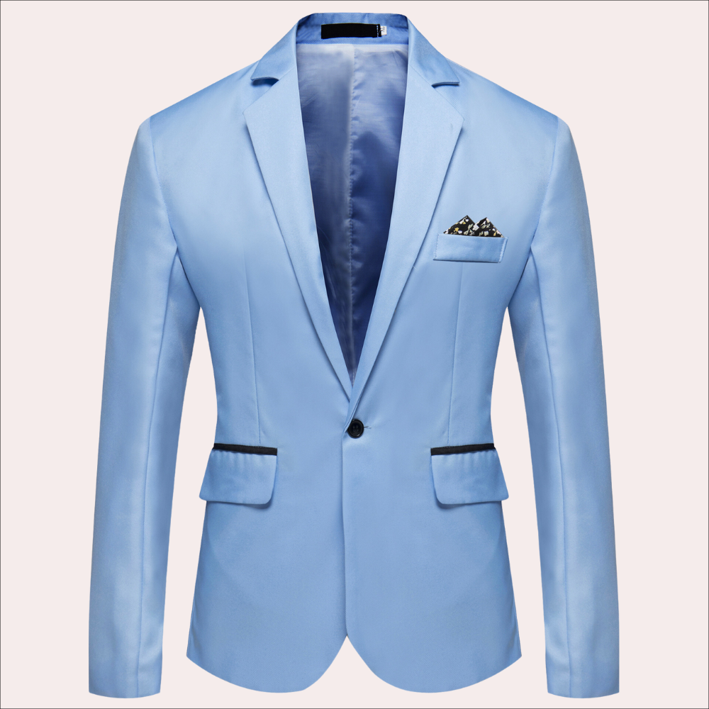 Men's Blazer with Breathable Blend and Notch Lapel, Single-Button Closure