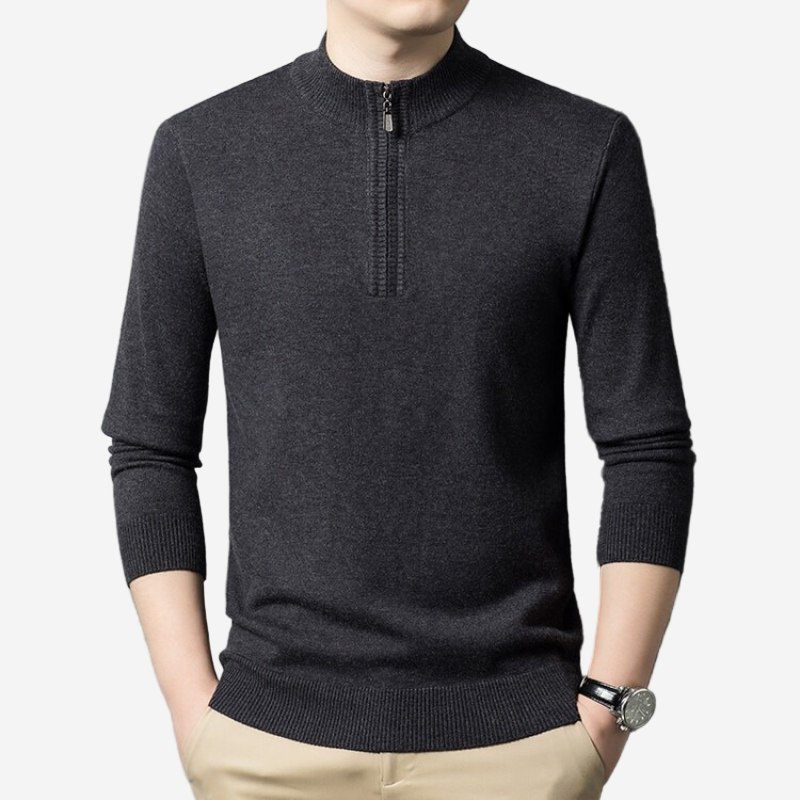 LUMINOVI | Fine Knit Half-Zip Sweatshirt