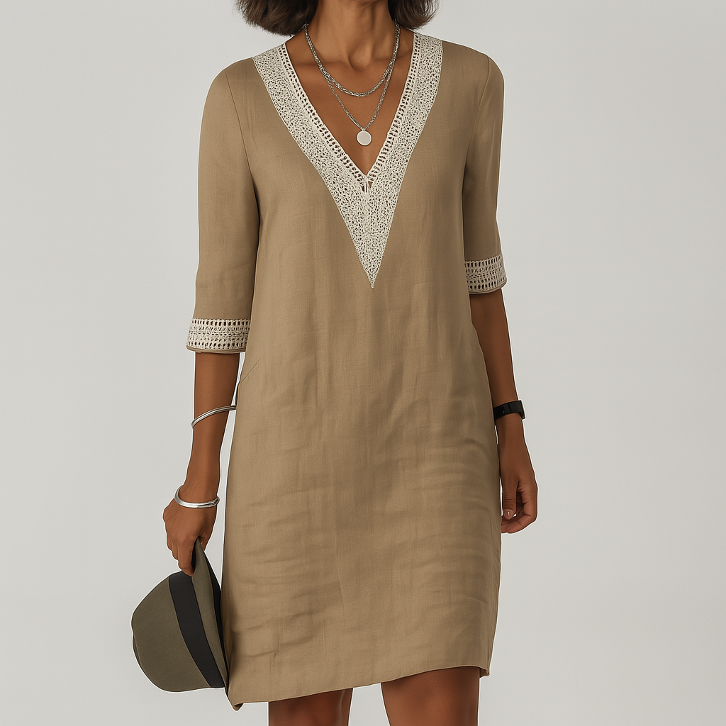 Linen Midi Dress with Breathable Linen and Tie Waist, Sleeveless or Capped