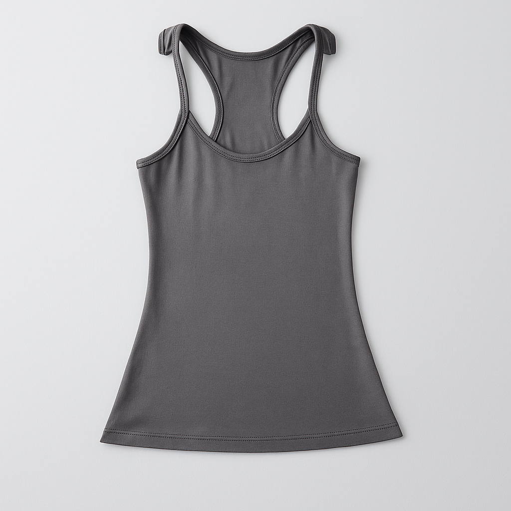 Ribbed Tank Top with Invisible Straps and Straight Neckline, Slim Fit