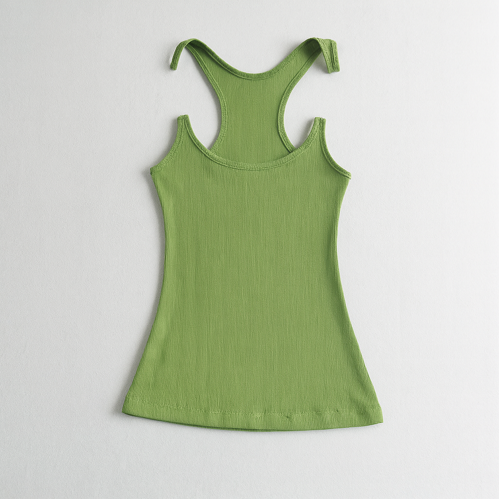 Ribbed Tank Top with Invisible Straps and Straight Neckline, Slim Fit
