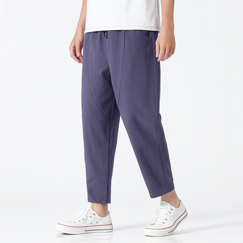 Luminovi | Cropped Linen Blend Trousers