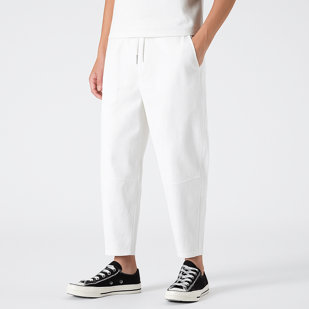 Luminovi | Cropped Linen Blend Trousers