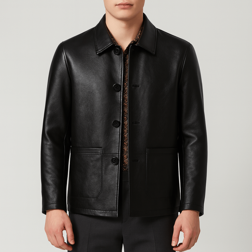 LUMINOVI | Eco-Leather Button Jacket