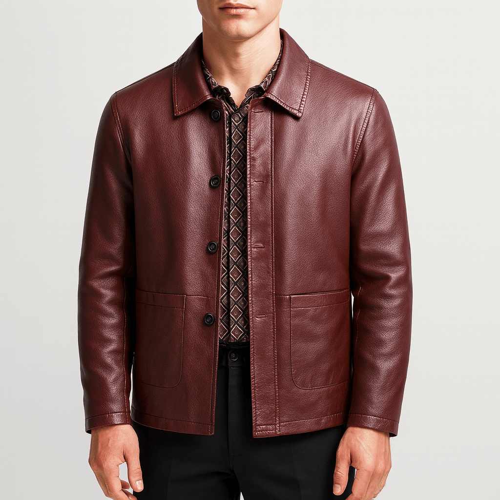 LUMINOVI | Eco-Leather Button Jacket