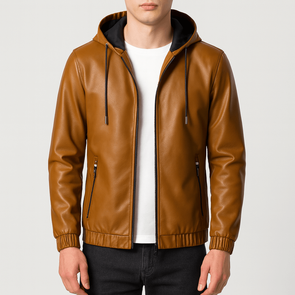 LUMINOVI | Hooded Leather Jacket