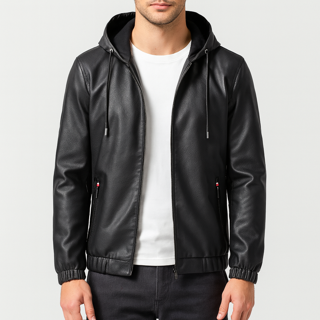 LUMINOVI | Hooded Leather Jacket