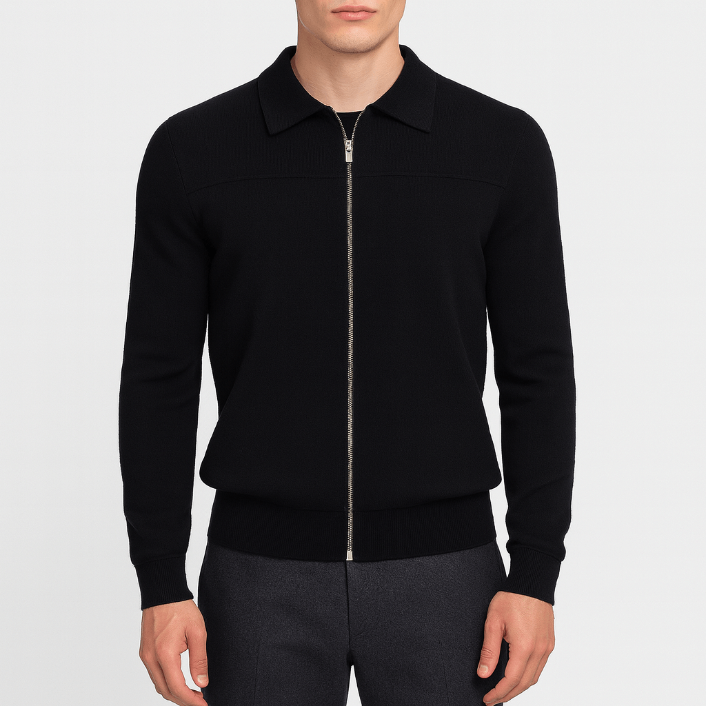 LUMINOVI | Cotton Zip Bomber Jacket