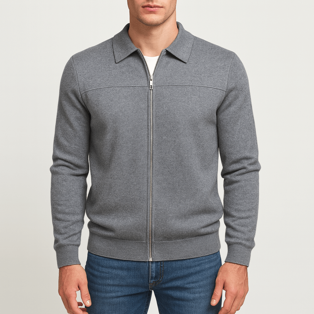 LUMINOVI | Cotton Zip Bomber Jacket