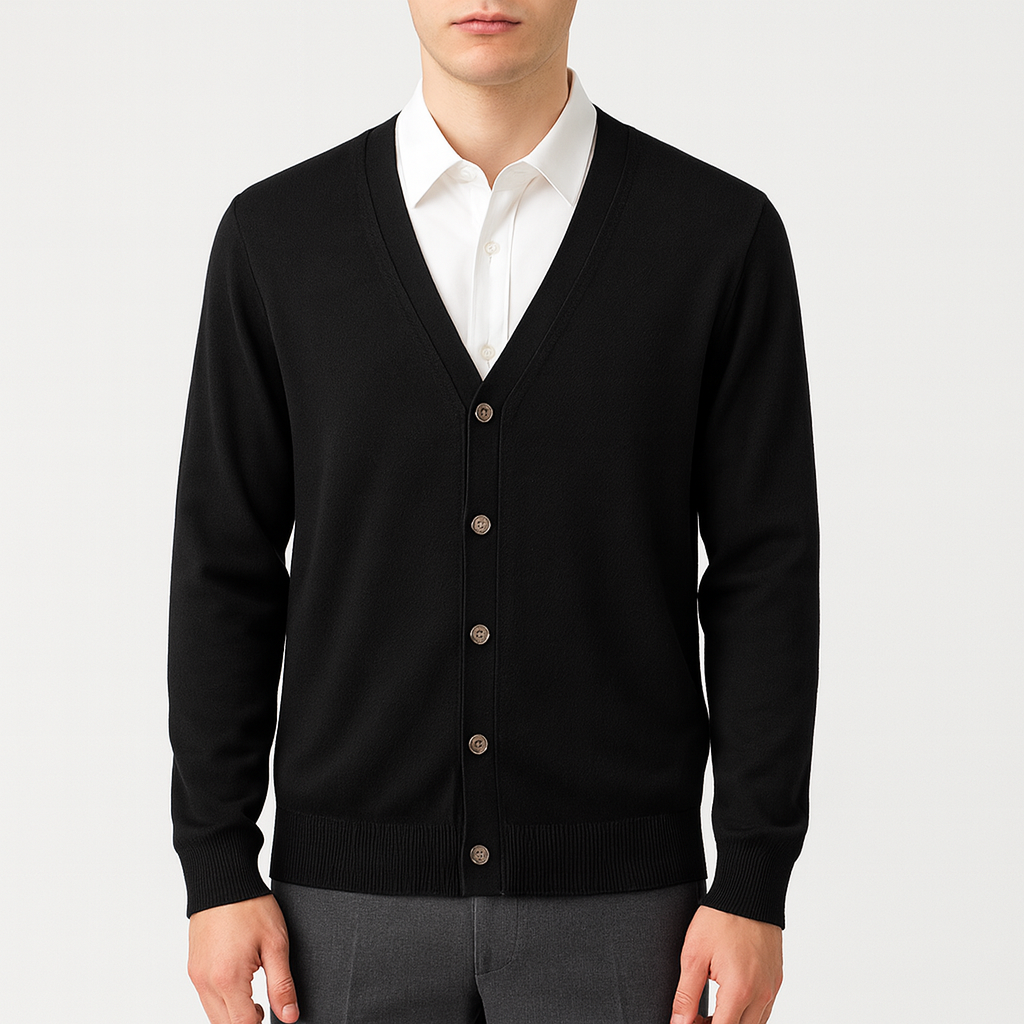 LUMINOVI | Fine Knit V-Neck Cardigan