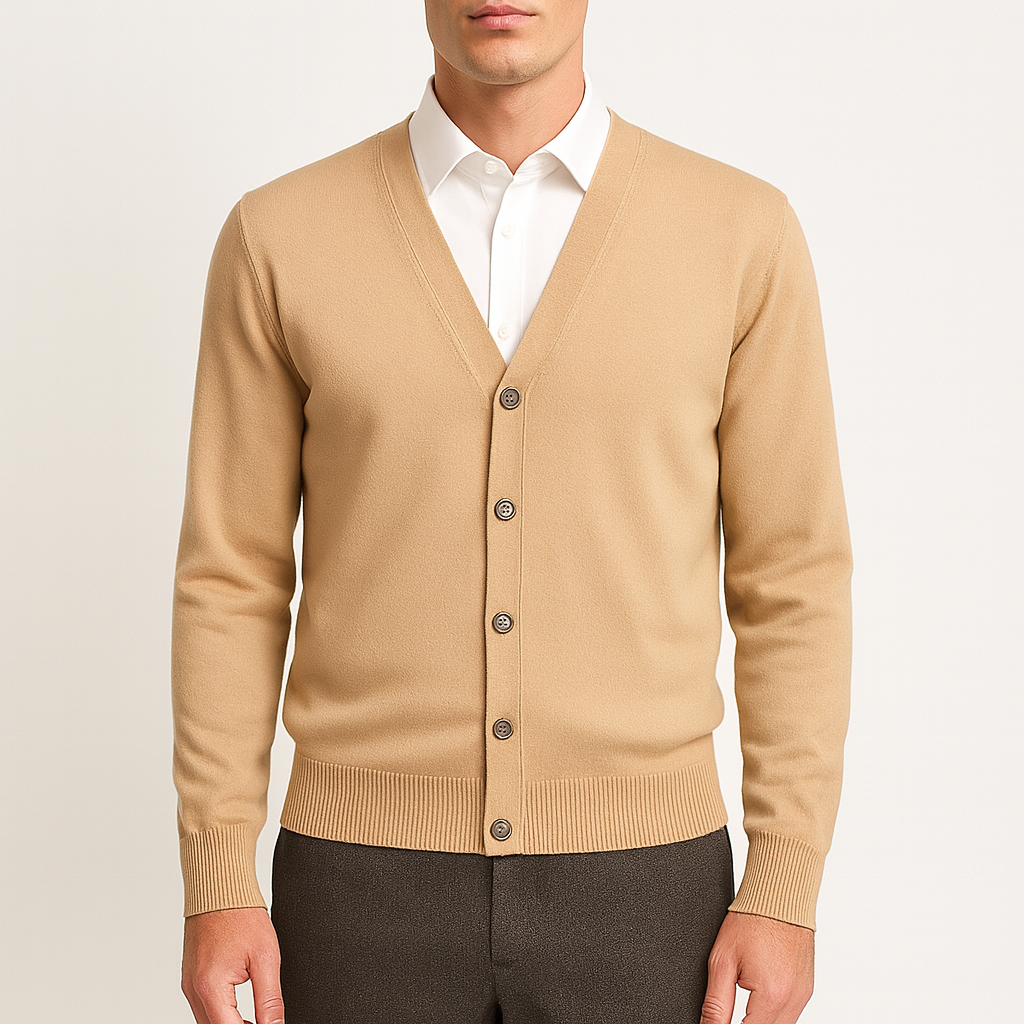 LUMINOVI | Fine Knit V-Neck Cardigan