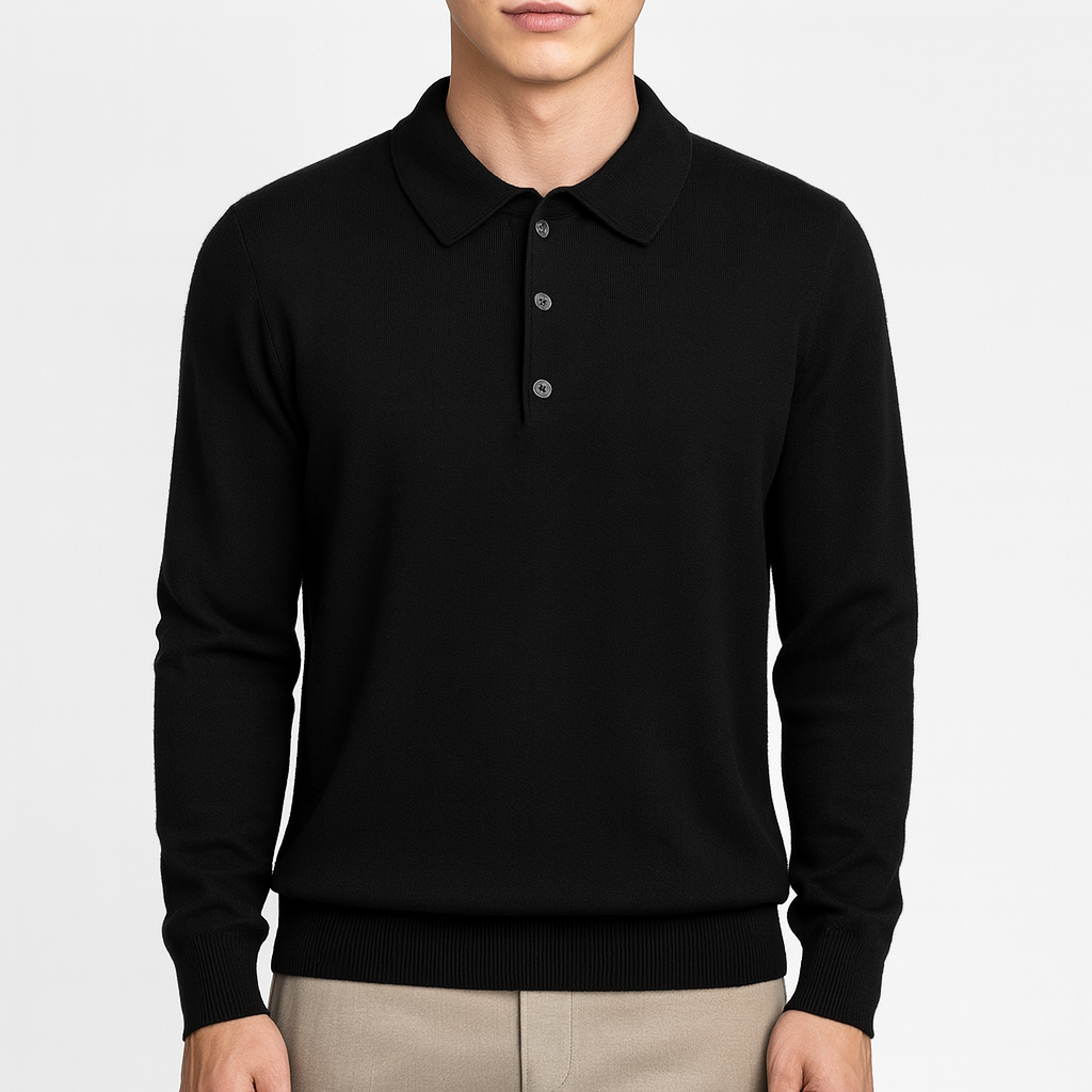 LUMINOVI | Knit Polo Sweatshirt