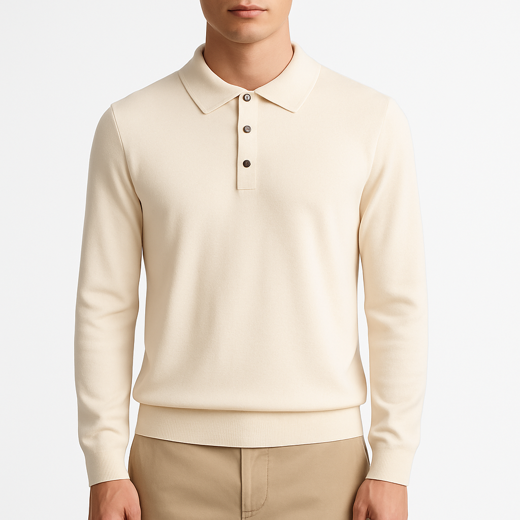LUMINOVI | Knit Polo Sweatshirt
