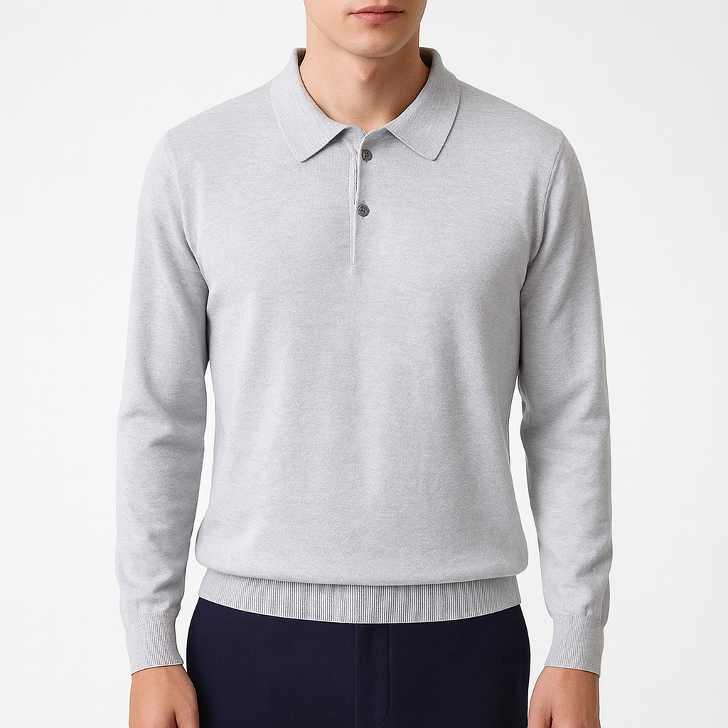 LUMINOVI | Knit Polo Sweatshirt