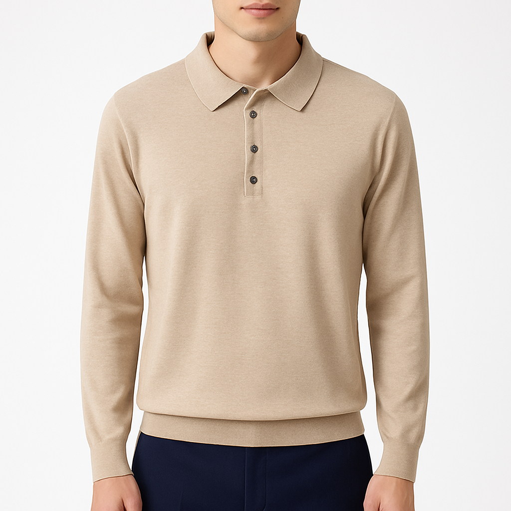 LUMINOVI | Knit Polo Sweatshirt