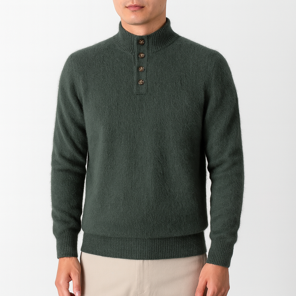 LUMINOVI | Fine Knit Mock Neck Sweater