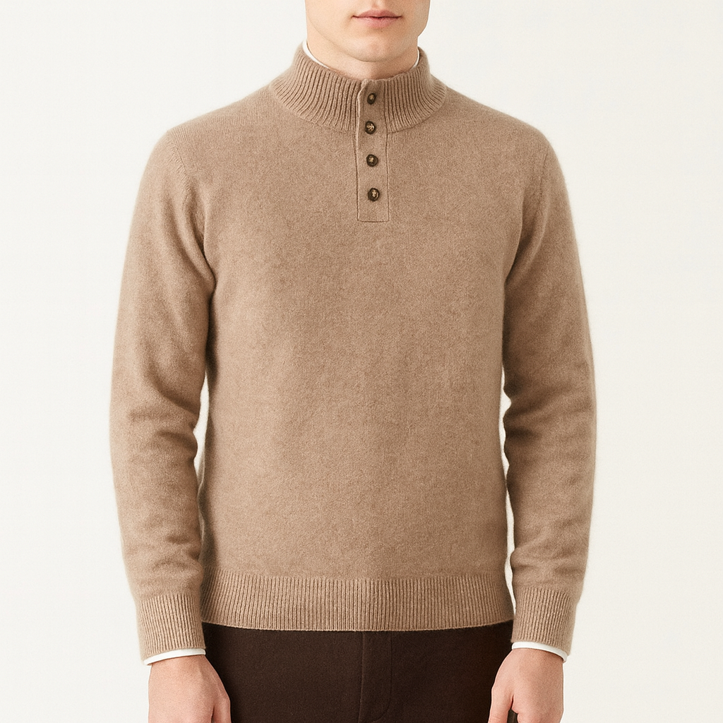 LUMINOVI | Fine Knit Mock Neck Sweater