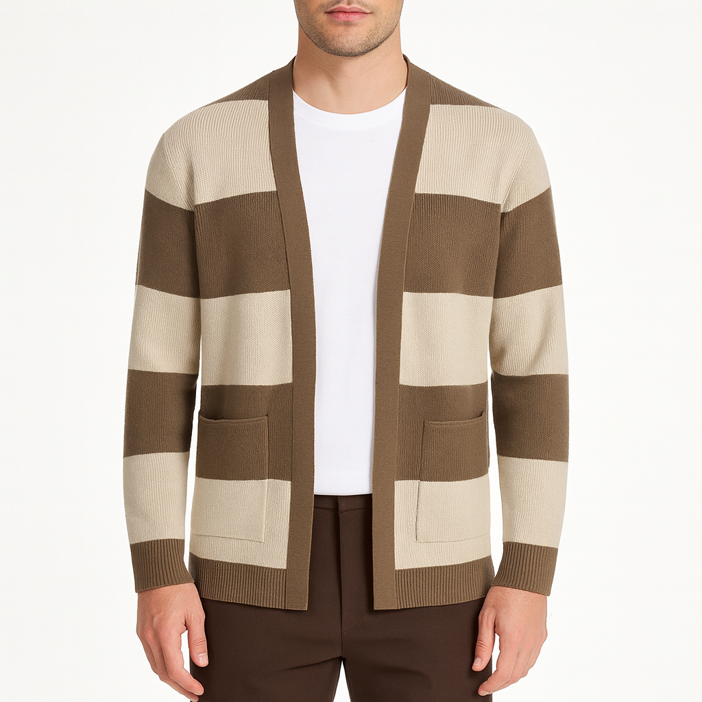LUMINOVI | Striped Knit Cardigan