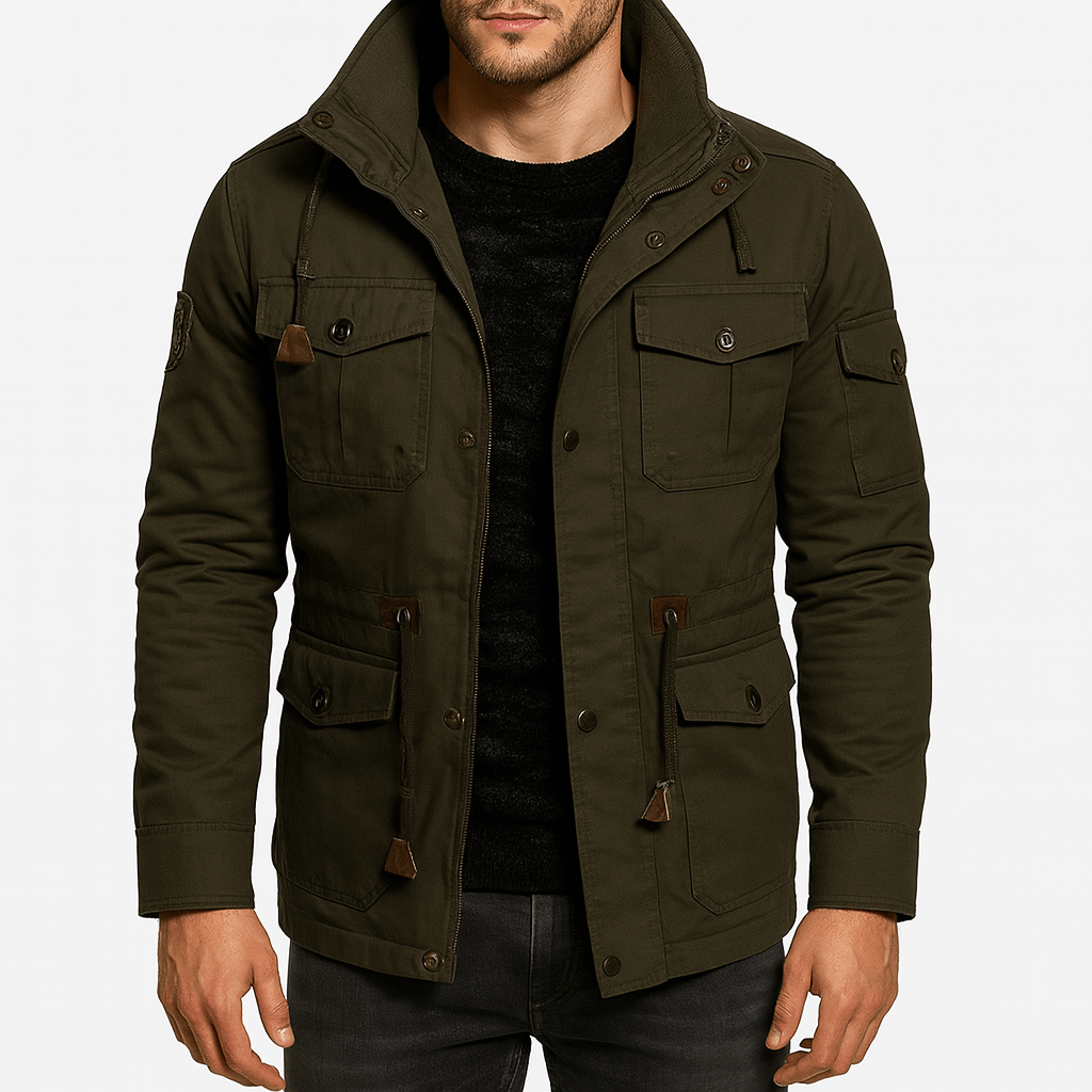 LUMINOVI | Cotton Utility Bomber Jacket