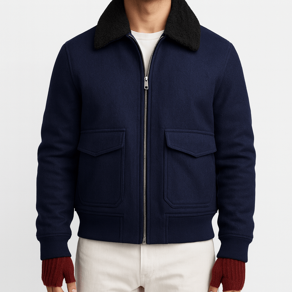LUMINOVI | Shearling Bomber Jacket
